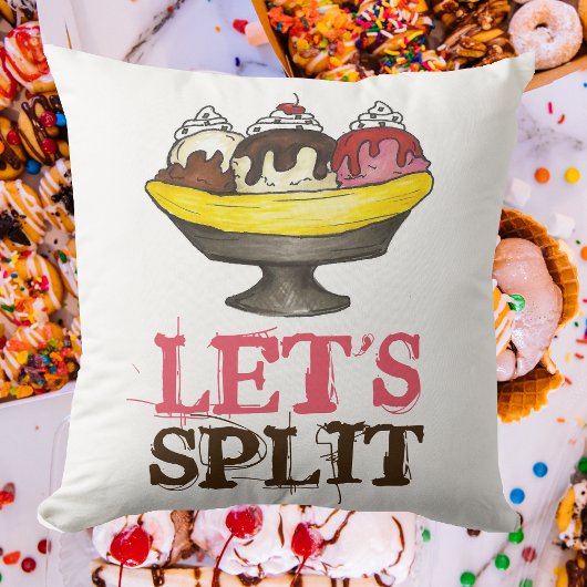 Let's Split Banana Ice Cream Sundaeデザート クッション