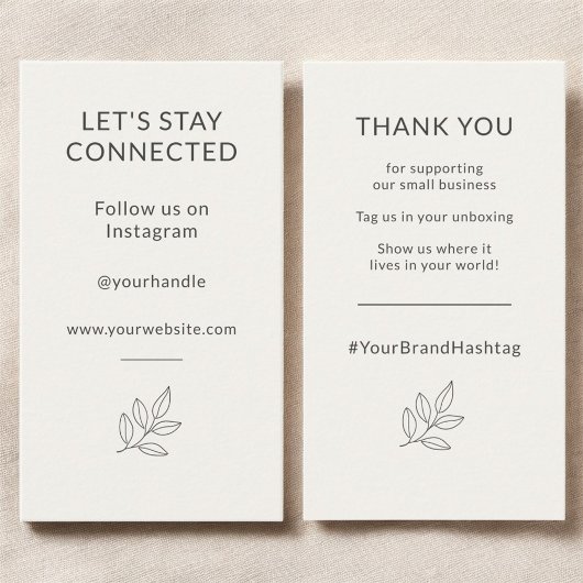 Let's Stay Connected Neutral Minimalist Small 名刺