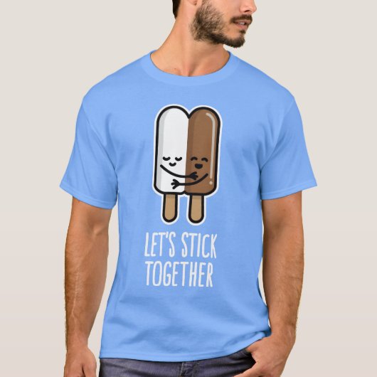 Lets stick together interracial couple popsicle fu tシャツ (正面)