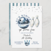 Let's Strike Boy 5th Galaxy bowling birthday party 招待状 (正面/裏面)