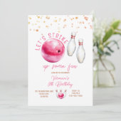 Let's Strike Girl 5th Pink bowling birthday party 招待状 (スタンド正面)
