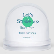 Let's strike up have fun green ball birthday name 