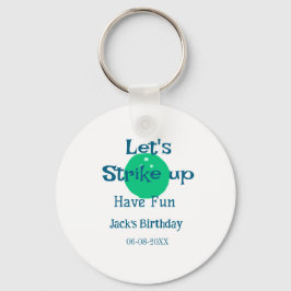 Let's strike up have fun green ball birthday name  キーホルダー