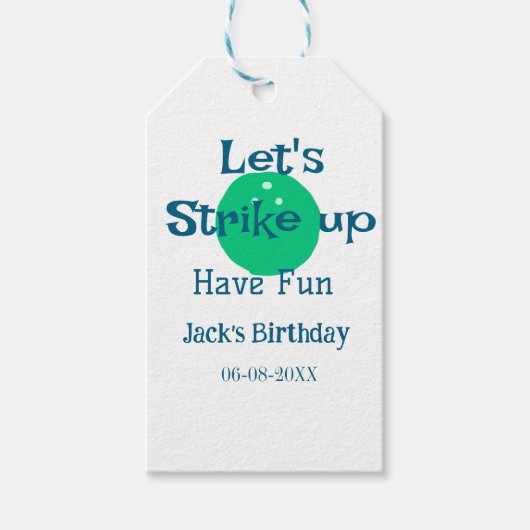 Let's strike up have fun green ball birthday name ギフトタグ (正面)