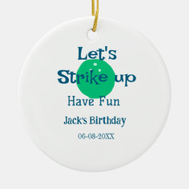 Let's strike up have fun green ball birthday name  セラミックオーナメント