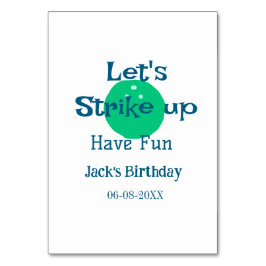 Let's strike up have fun green ball birthday name  テーブルナンバー
