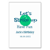 Let's strike up have fun green ball birthday name  テーブルナンバー (裏面)