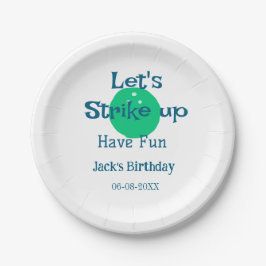 Let's strike up have fun green ball birthday name  ペーパープレート