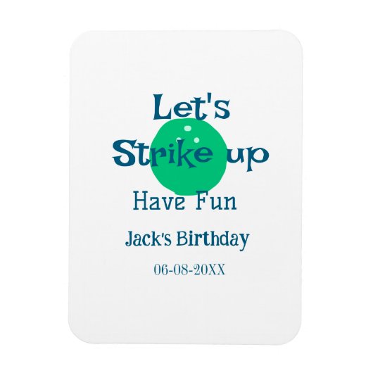 Let's strike up have fun green ball birthday name  マグネット (縦)
