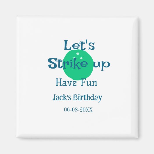 Let's strike up have fun green ball birthday name  マグネット (正面)