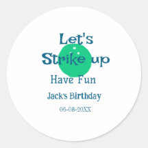 Let's strike up have fun green ball birthday name 