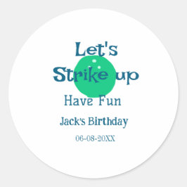 Let's strike up have fun green ball birthday name  ラウンドシール