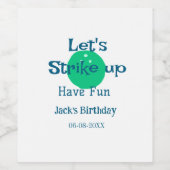 Let's strike up have fun green ball birthday name  ワインラベル (シングルラベル)