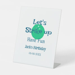 Let's strike up have fun green ball birthday name  台座サイン