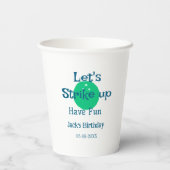 Let's strike up have fun green ball birthday name  紙コップ (裏面)
