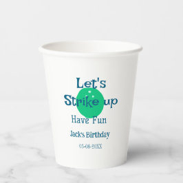 Let's strike up have fun green ball birthday name  紙コップ