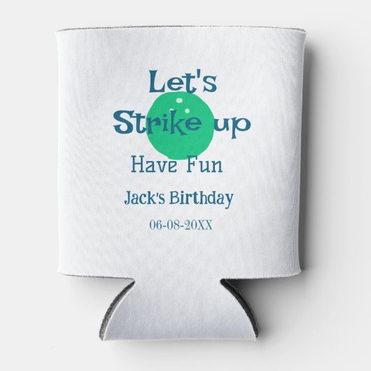Let's strike up have fun green ball birthday name  缶クーラー (正面)