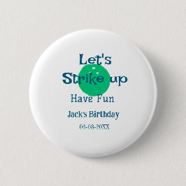 Let's strike up have fun green ball birthday name  缶バッジ