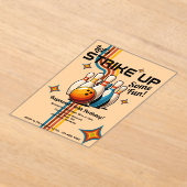 Let's Strike Up Some Fun Bowling Birthday Party アクリル招待状 (レイダウン)