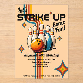 Let's Strike Up Some Fun Bowling Birthday Party アクリル招待状