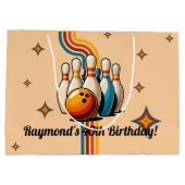 Let's Strike Up Some Fun Bowling Birthday Party ラージペーパーバッグ (裏面)