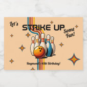 Let's Strike Up Some Fun Bowling Birthday Party リキュールボトルラベル (シングルラベル)