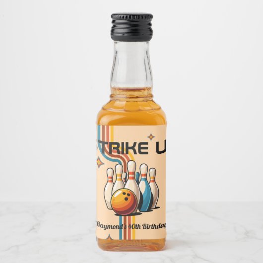 Let's Strike Up Some Fun Bowling Birthday Party リキュールボトルラベル (正面)