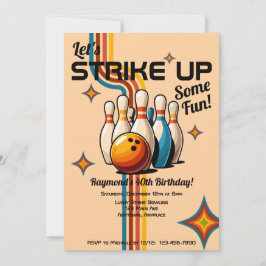Let's Strike Up Some Fun Bowling Birthday Party 招待状
