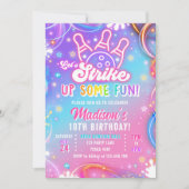 Let's Strike Up Some Fun Bowling Girl Birthday 招待状 (正面)