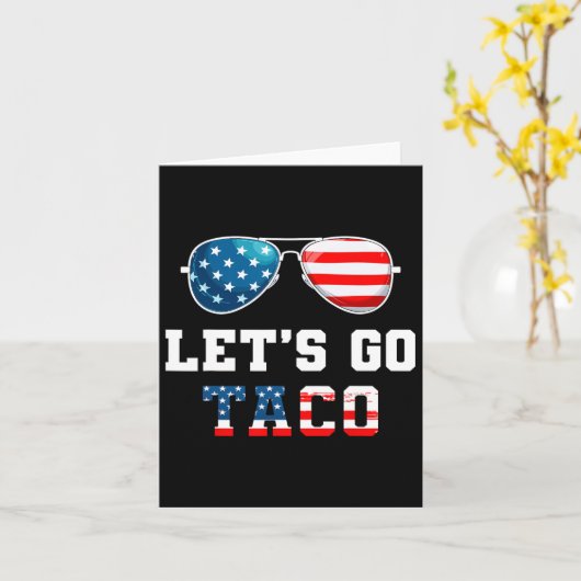 Let's Taco 2025赤おもしろい白と青の夕暮れ カード (黄色い花)