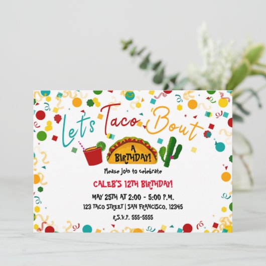 Let's Taco Bour A Birthday Party Fiesta 招待状 (スタンド正面)