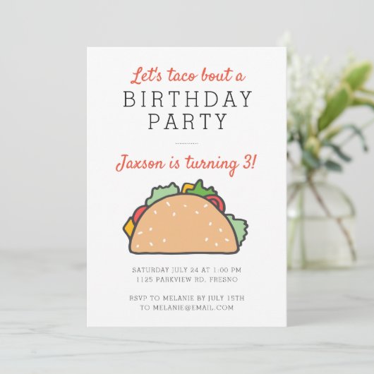 Let's Taco Bour A Birthday Party Fiesta 招待状 (スタンド正面)