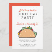 Let's Taco Bour A Birthday Party Fiesta 招待状 (正面/裏面)