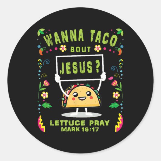 Let's Taco Bour Jesus Taco De Mayo Cinco De Mayo W ラウンドシール (正面)