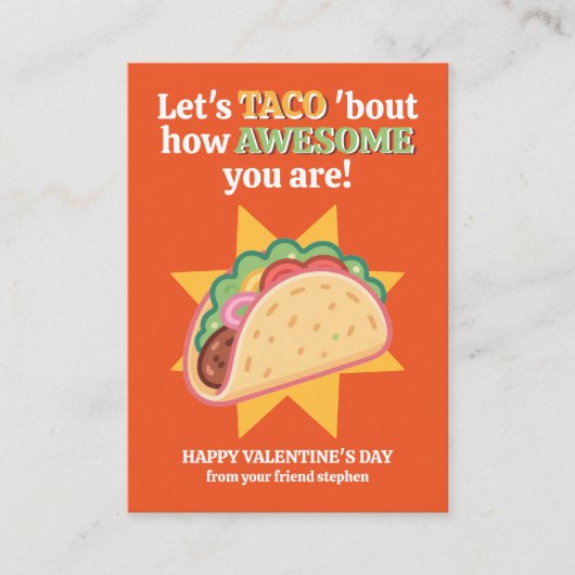 Let's TACO 'Bout How Awesome You Are Valentine's ノートカード (正面)