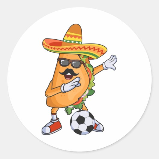 Let's Taco Bout Soccer Dabbing Taco Cinco de Mayo  ラウンドシール (正面)