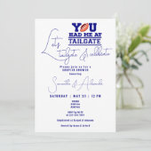 Let's Tailgateブルー祝ブライダルカップルのシャワー 招待状 (スタンド正面)
