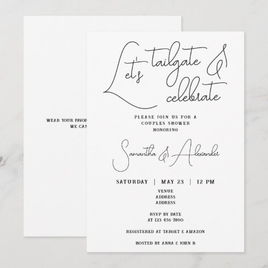 Let's Tailgate & 祝結婚s Colots Shower 招待状 (正面/裏面)