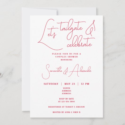 Let's Tailgate and 祝結婚's Fuple Shower 招待状 (正面)