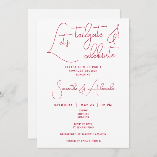 Let's Tailgate and 祝結婚's Fuple Shower 招待状 (正面/裏面)