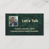 Lets Talk Dark Green Leafy Mental Health Counselor 名刺 (正面)