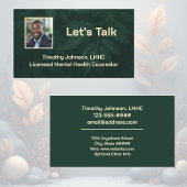Lets Talk Dark Green Leafy Mental Health Counselor 名刺