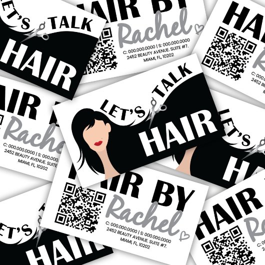 Let's Talk Hair Black ModelヘアサロンQRコード 名刺