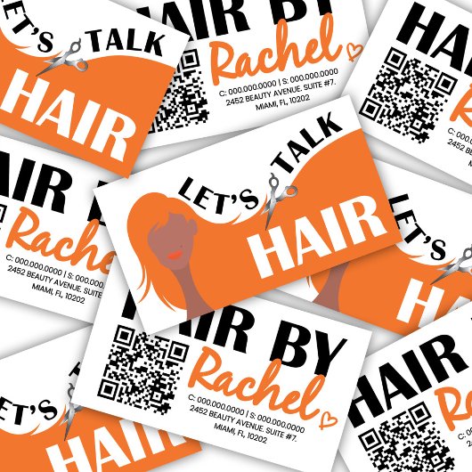 Let's Talk Hair Orangeモデル髪のサロンQRコード 名刺
