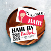 Let's Talk Hair Pink Model HairサロンQRコード 名刺