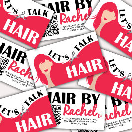 Let's Talk Hair Pink Model HairサロンQRコード 名刺