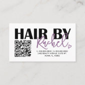 Let's Talk Hair Purple ModelヘアサロンQRコード 名刺 (裏面)