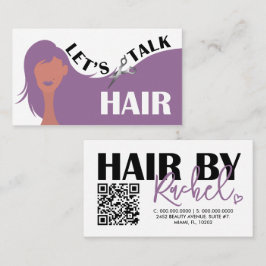 Let's Talk Hair Purple ModelヘアサロンQRコード 名刺