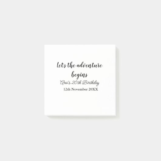lets the adventure begins 20th birthday add name d ポストイット (正面)