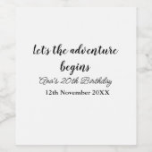lets the adventure begins 20th birthday add name d ワインラベル (シングルラベル)